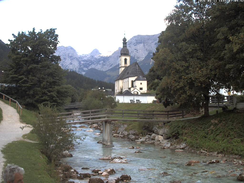 Archiv Foto Webcam Malerwinkel in Ramsau bei Berchtesgaden - Ortskirche St. Sebastian