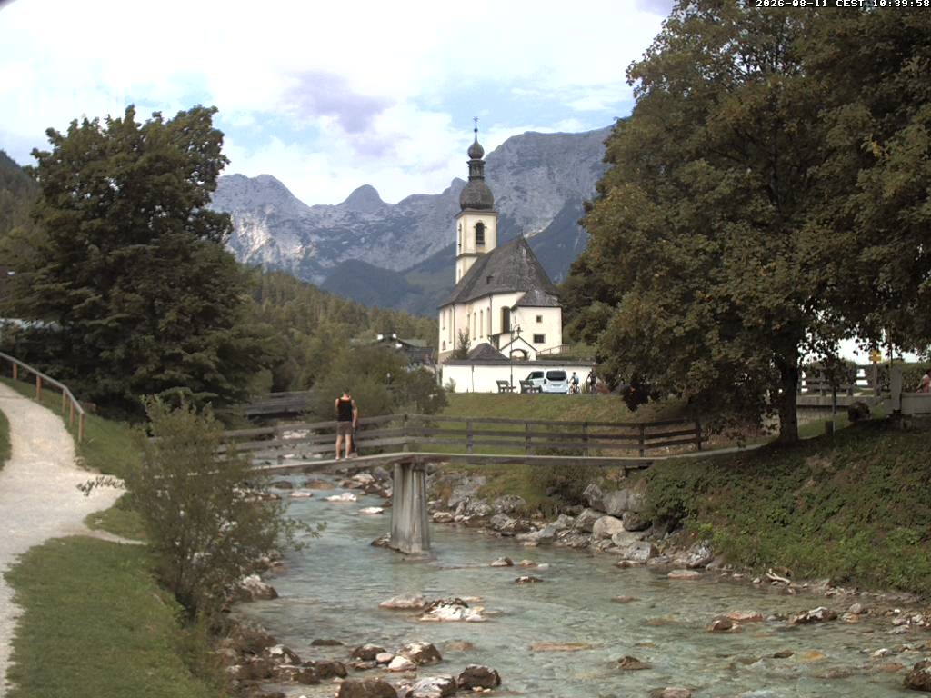 Archiv Foto Webcam Malerwinkel in Ramsau bei Berchtesgaden - Ortskirche St. Sebastian