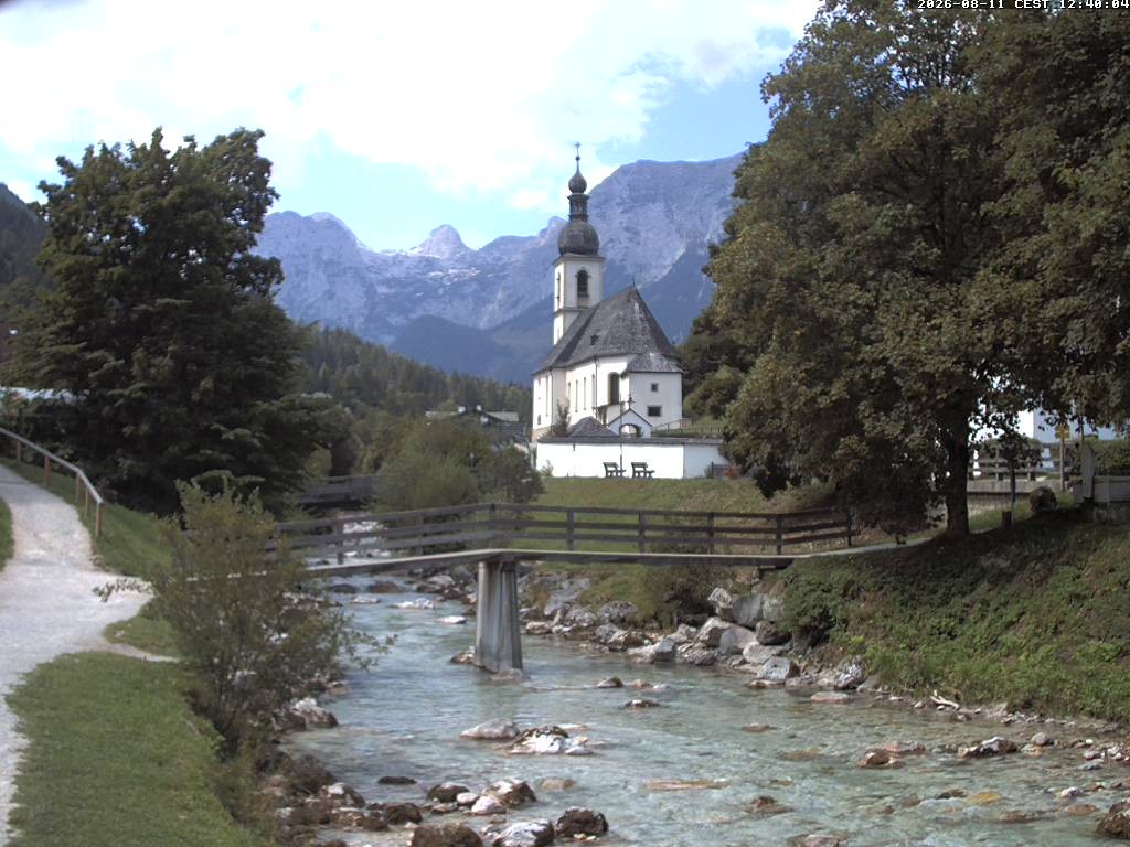 Archiv Foto Webcam Malerwinkel in Ramsau bei Berchtesgaden - Ortskirche St. Sebastian