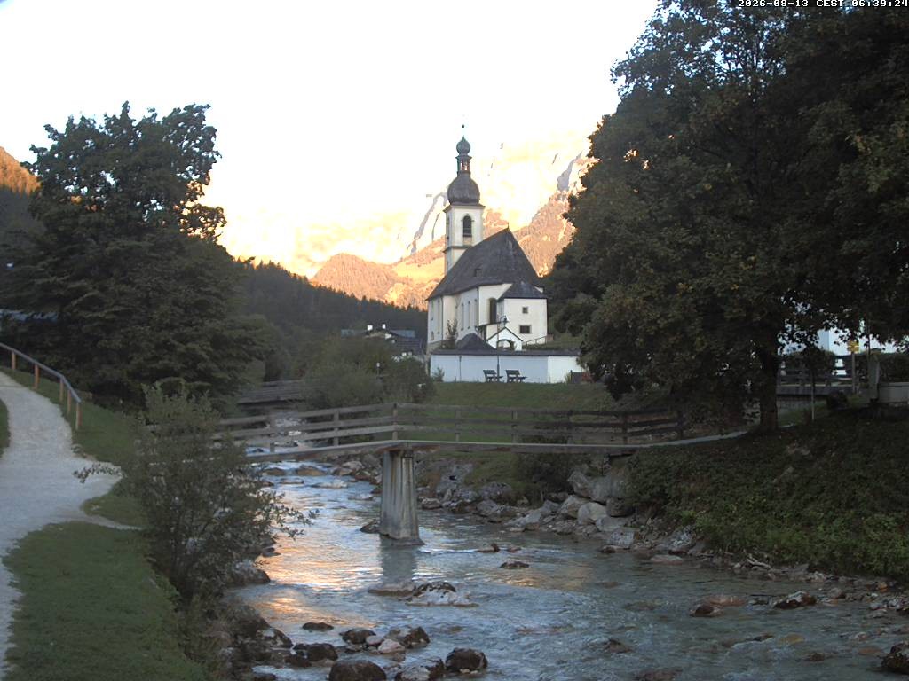 Archiv Foto Webcam Malerwinkel in Ramsau bei Berchtesgaden - Ortskirche St. Sebastian