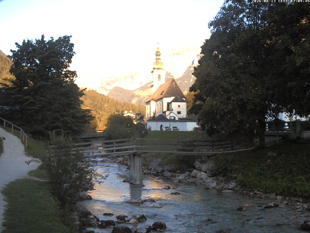 Archiv Foto Webcam Malerwinkel in Ramsau bei Berchtesgaden - Ortskirche St. Sebastian