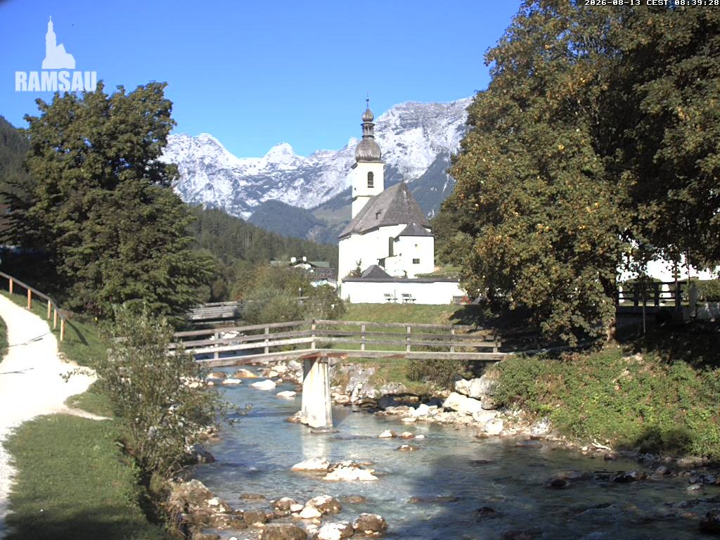 Archiv Foto Webcam Malerwinkel in Ramsau bei Berchtesgaden - Ortskirche St. Sebastian