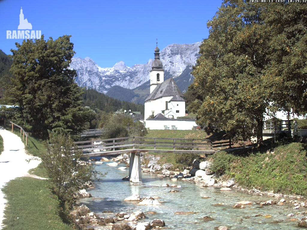 Archiv Foto Webcam Malerwinkel in Ramsau bei Berchtesgaden - Ortskirche St. Sebastian