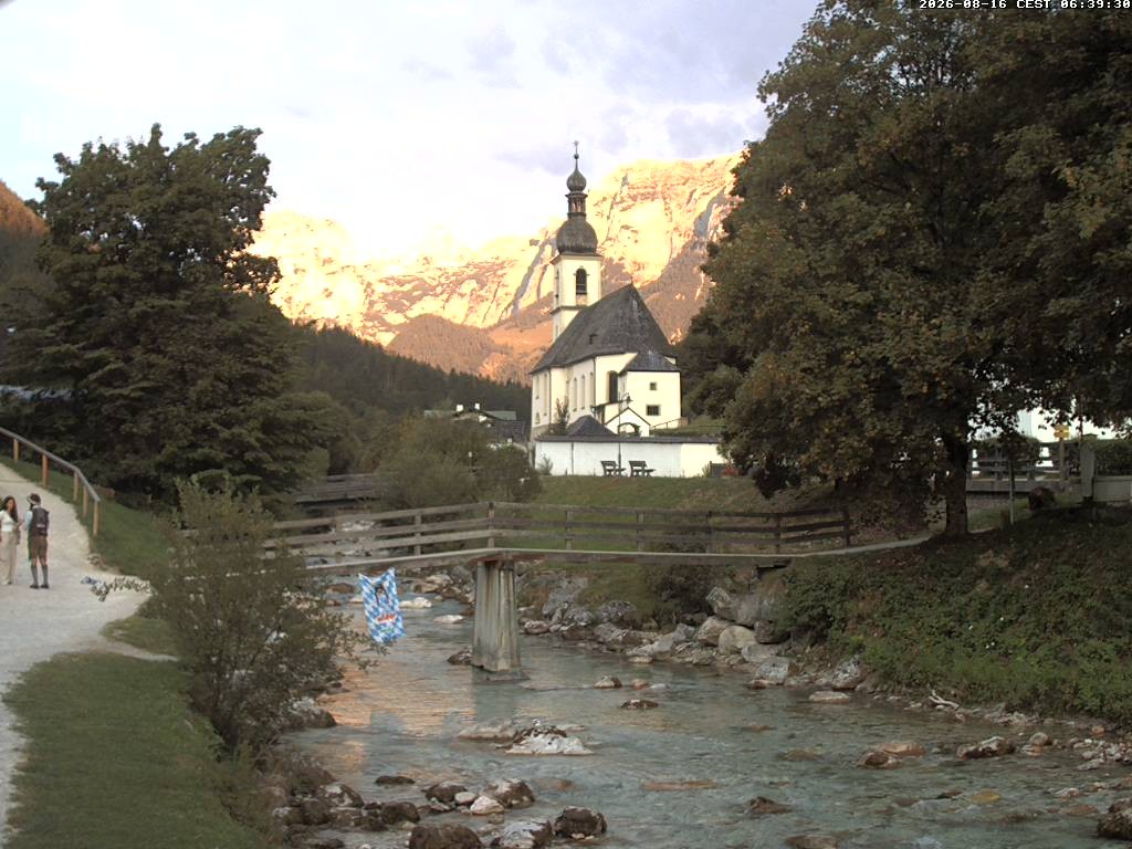 Archiv Foto Webcam Malerwinkel in Ramsau bei Berchtesgaden - Ortskirche St. Sebastian