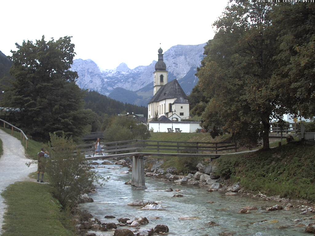 Archiv Foto Webcam Malerwinkel in Ramsau bei Berchtesgaden - Ortskirche St. Sebastian
