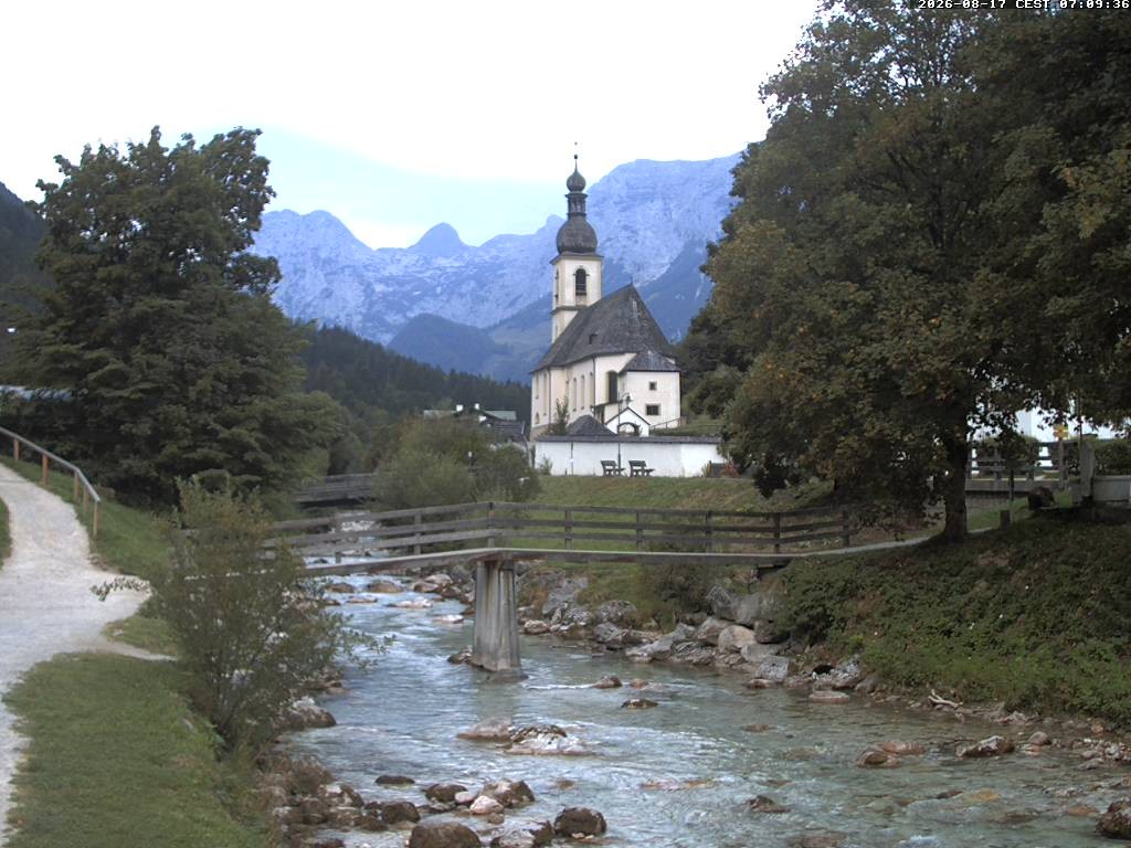Archiv Foto Webcam Malerwinkel in Ramsau bei Berchtesgaden - Ortskirche St. Sebastian