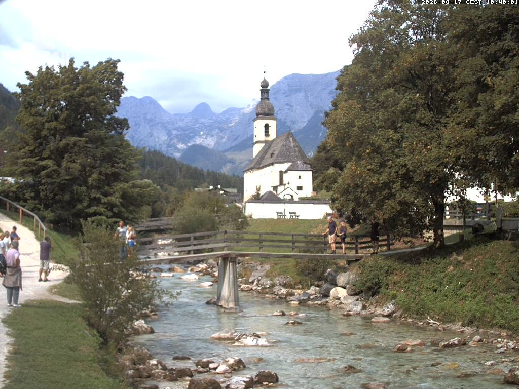 Archiv Foto Webcam Malerwinkel in Ramsau bei Berchtesgaden - Ortskirche St. Sebastian