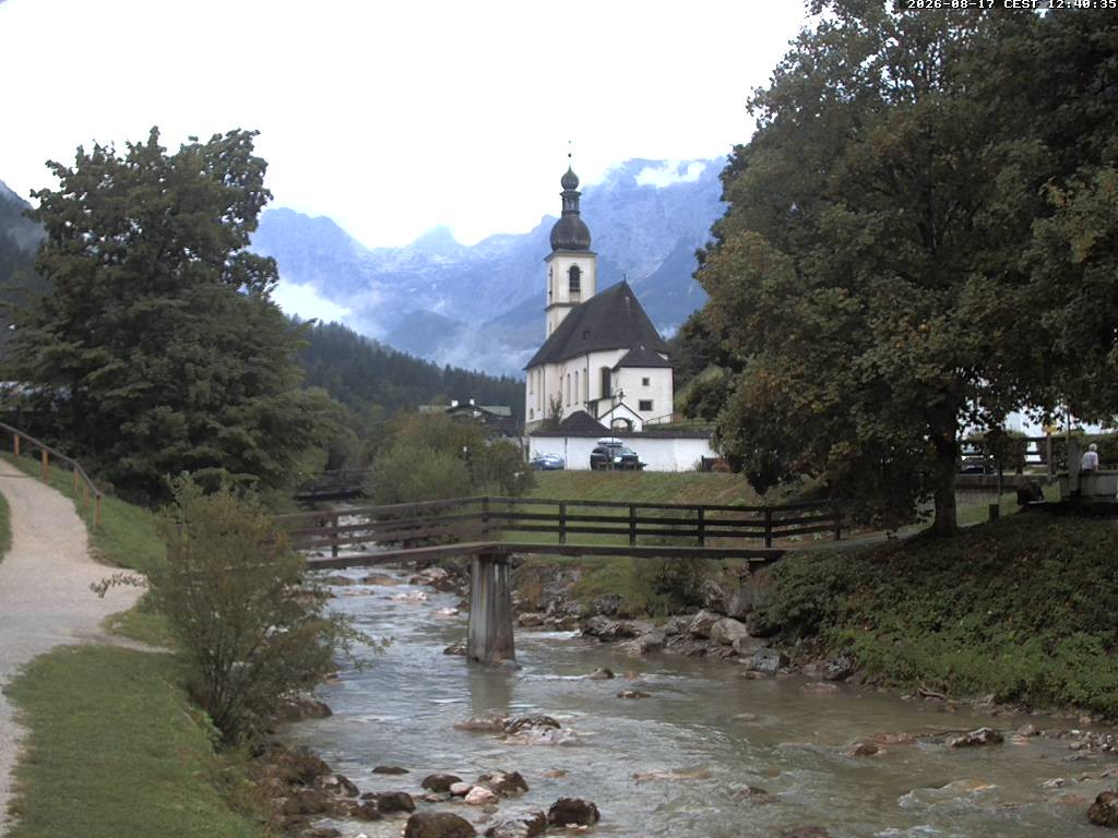 Archiv Foto Webcam Malerwinkel in Ramsau bei Berchtesgaden - Ortskirche St. Sebastian