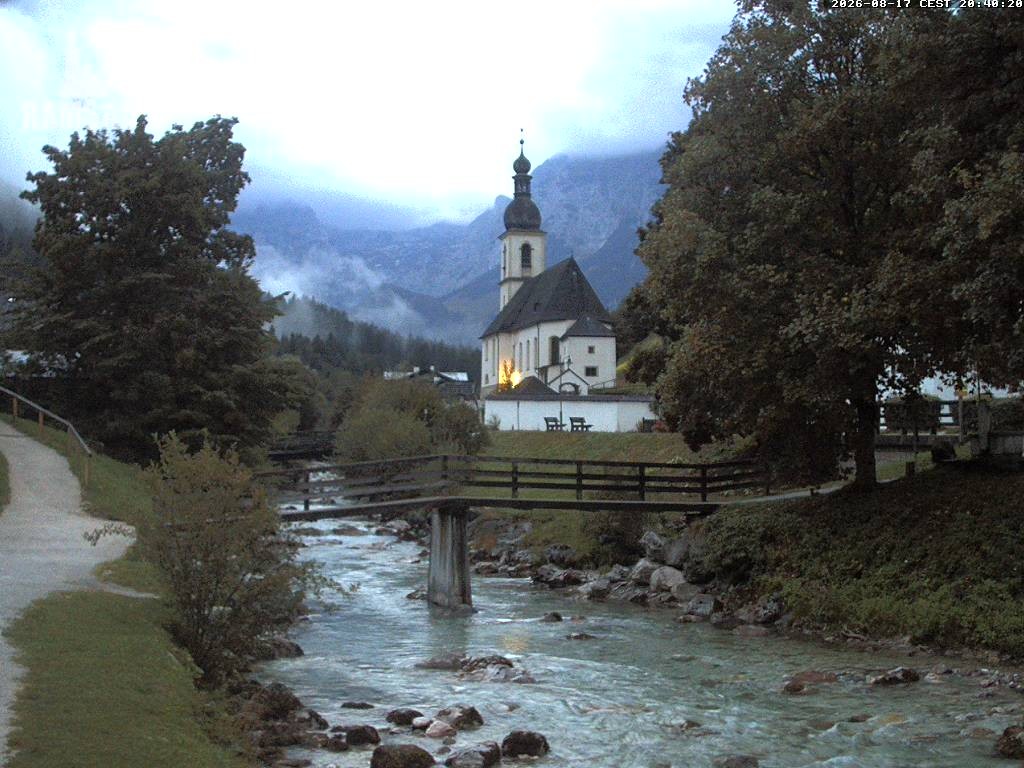 Archiv Foto Webcam Malerwinkel in Ramsau bei Berchtesgaden - Ortskirche St. Sebastian