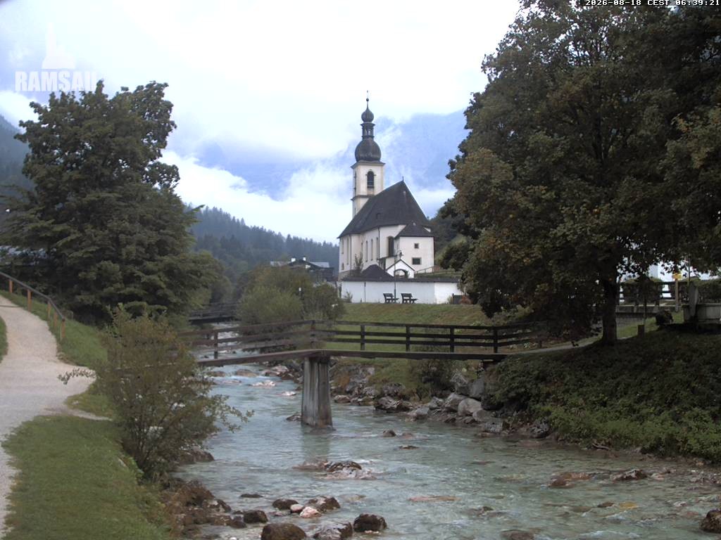 Archiv Foto Webcam Malerwinkel in Ramsau bei Berchtesgaden - Ortskirche St. Sebastian