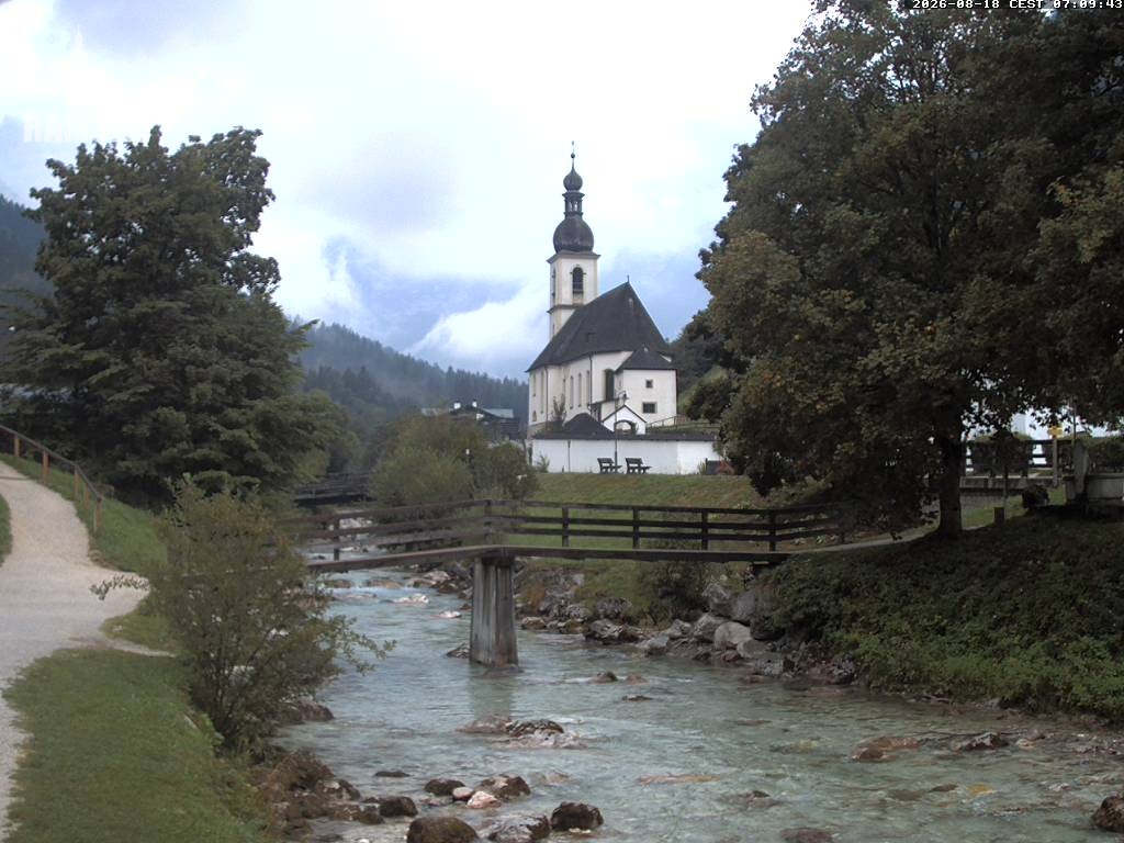 Archiv Foto Webcam Malerwinkel in Ramsau bei Berchtesgaden - Ortskirche St. Sebastian