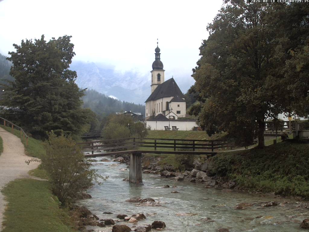 Archiv Foto Webcam Malerwinkel in Ramsau bei Berchtesgaden - Ortskirche St. Sebastian