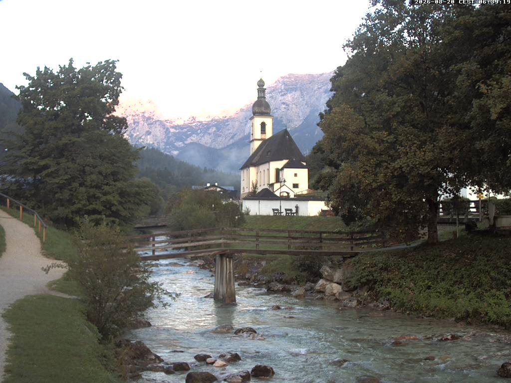 Archiv Foto Webcam Malerwinkel in Ramsau bei Berchtesgaden - Ortskirche St. Sebastian