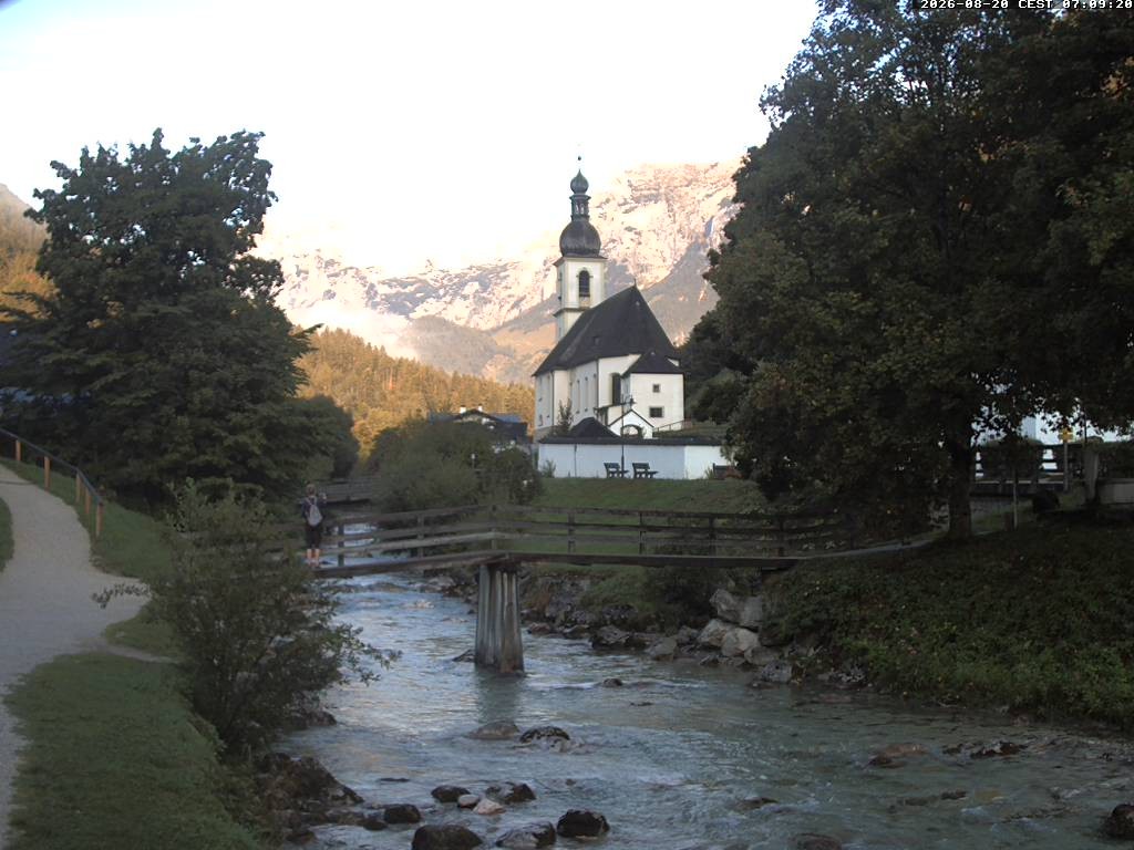 Archiv Foto Webcam Malerwinkel in Ramsau bei Berchtesgaden - Ortskirche St. Sebastian
