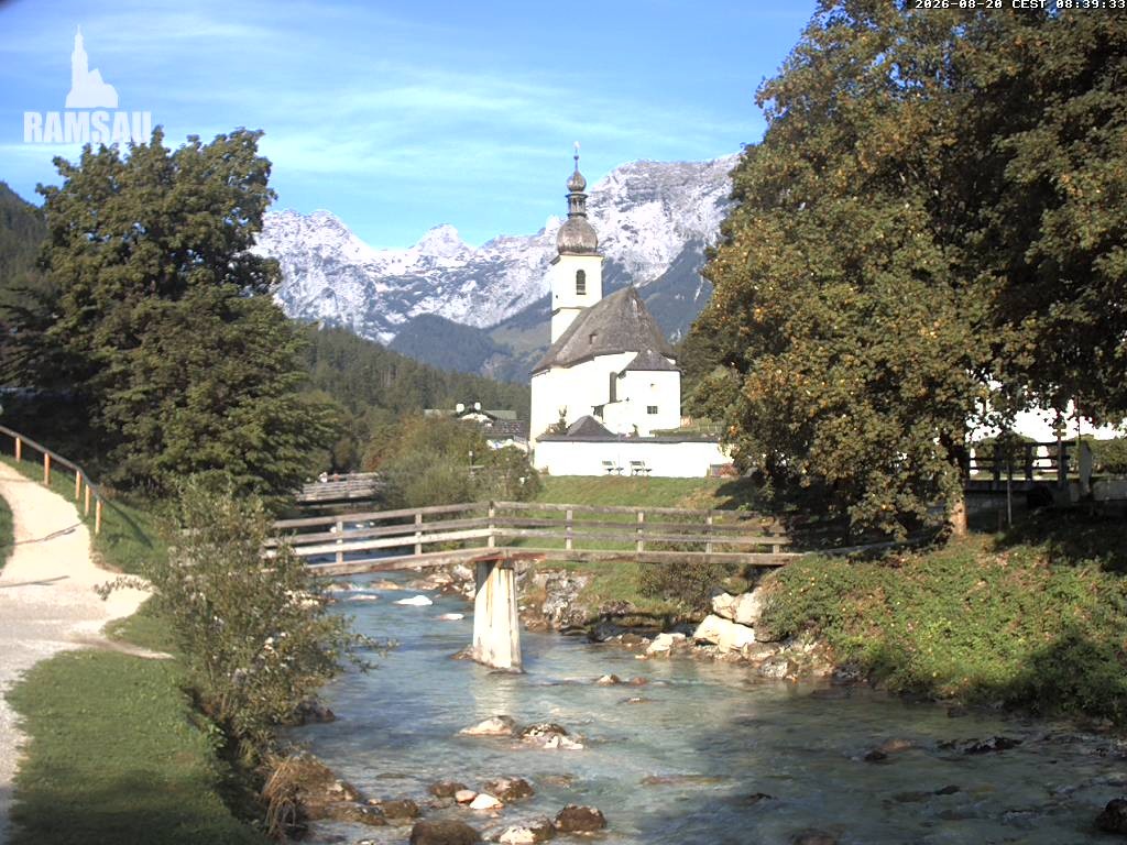 Archiv Foto Webcam Malerwinkel in Ramsau bei Berchtesgaden - Ortskirche St. Sebastian