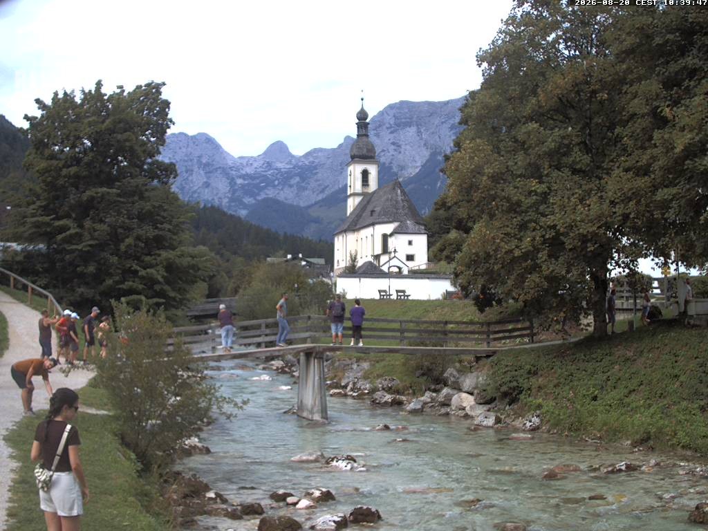 Archiv Foto Webcam Malerwinkel in Ramsau bei Berchtesgaden - Ortskirche St. Sebastian