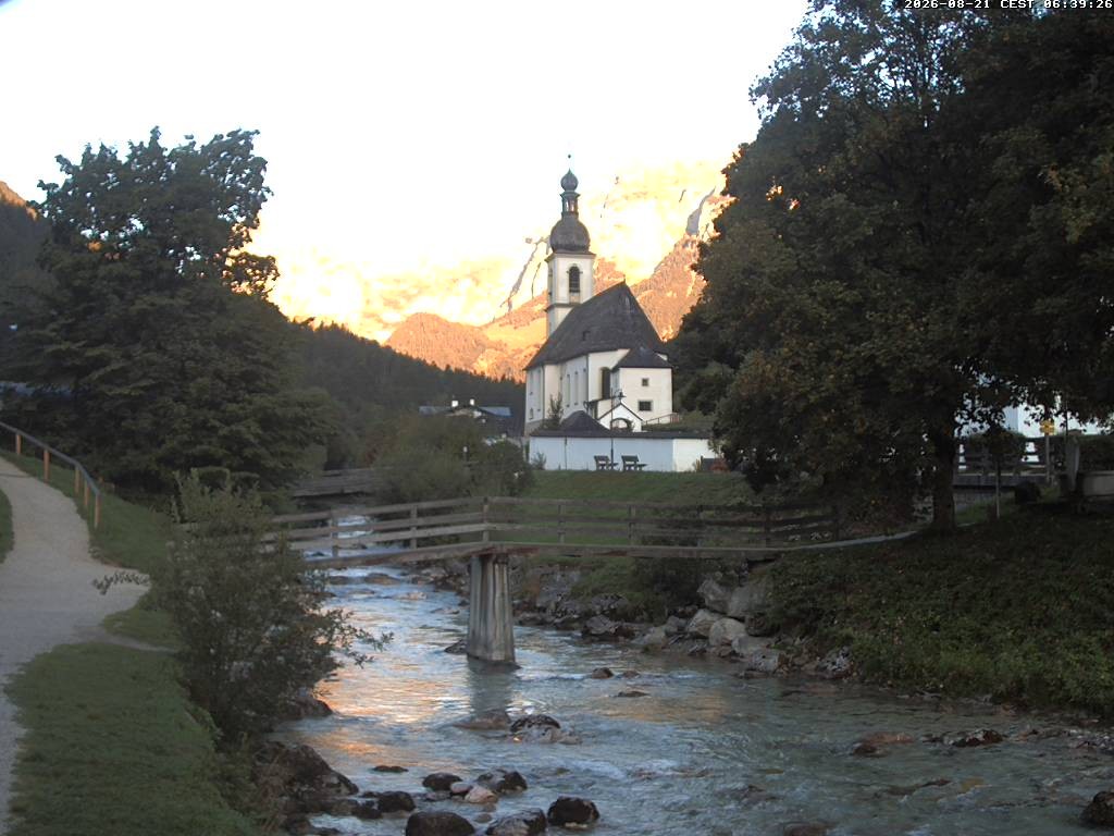 Archiv Foto Webcam Malerwinkel in Ramsau bei Berchtesgaden - Ortskirche St. Sebastian