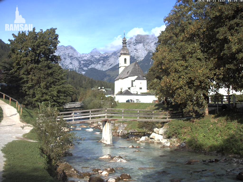 Archiv Foto Webcam Malerwinkel in Ramsau bei Berchtesgaden - Ortskirche St. Sebastian