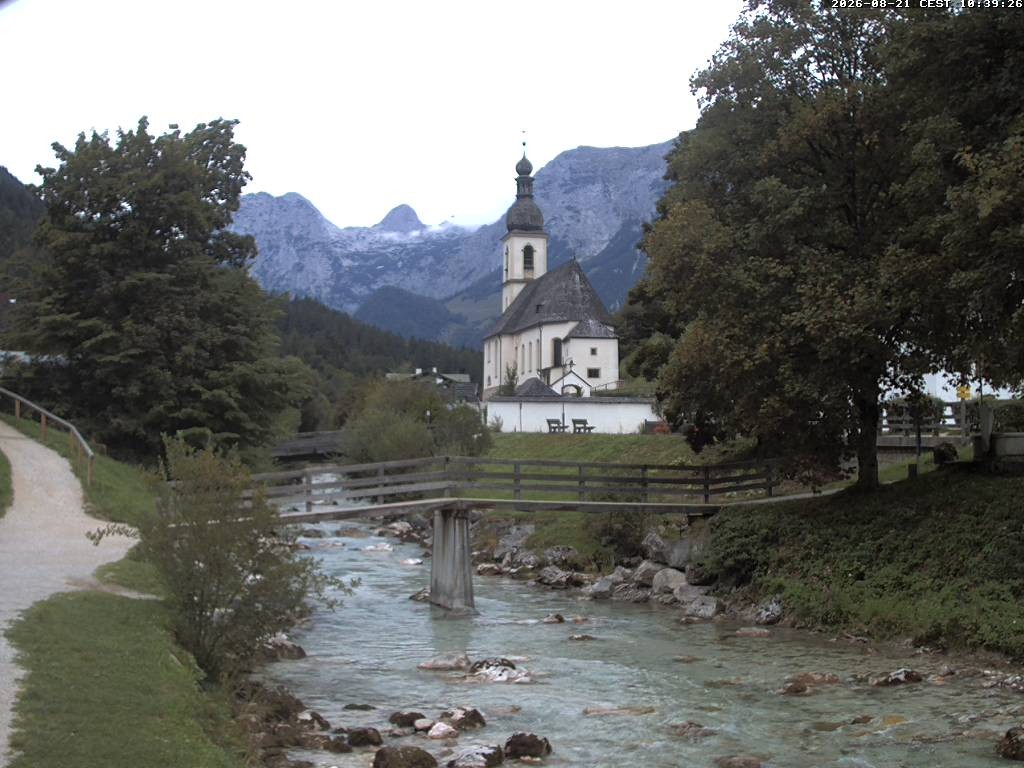 Archiv Foto Webcam Malerwinkel in Ramsau bei Berchtesgaden - Ortskirche St. Sebastian