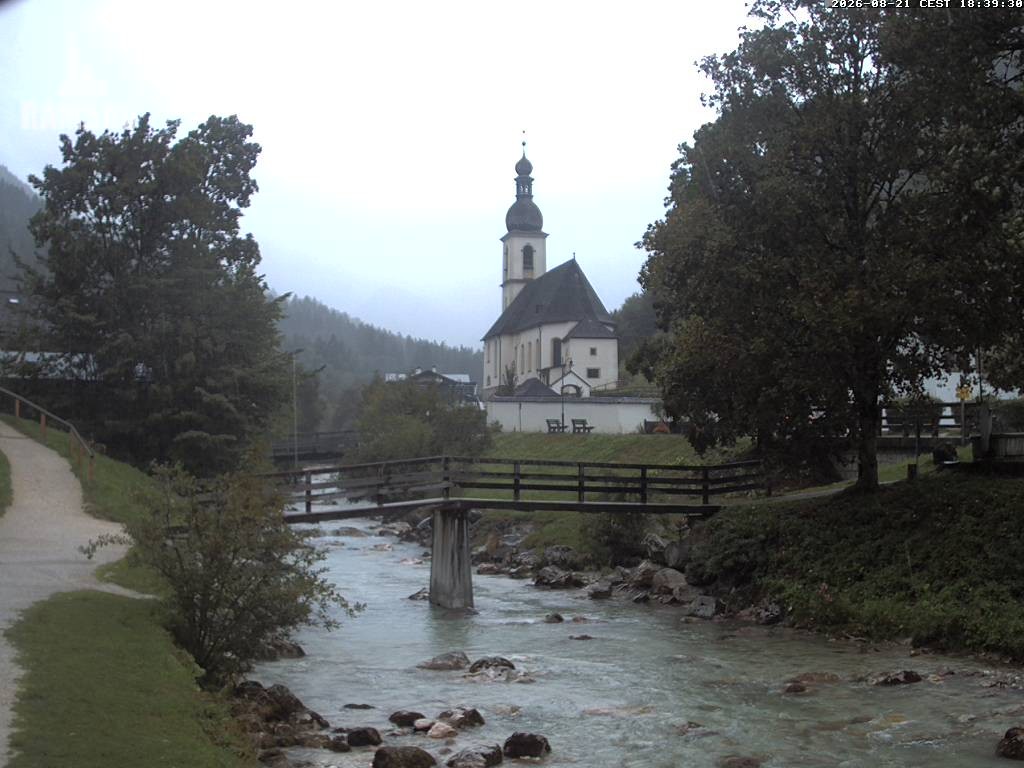 Archiv Foto Webcam Malerwinkel in Ramsau bei Berchtesgaden - Ortskirche St. Sebastian