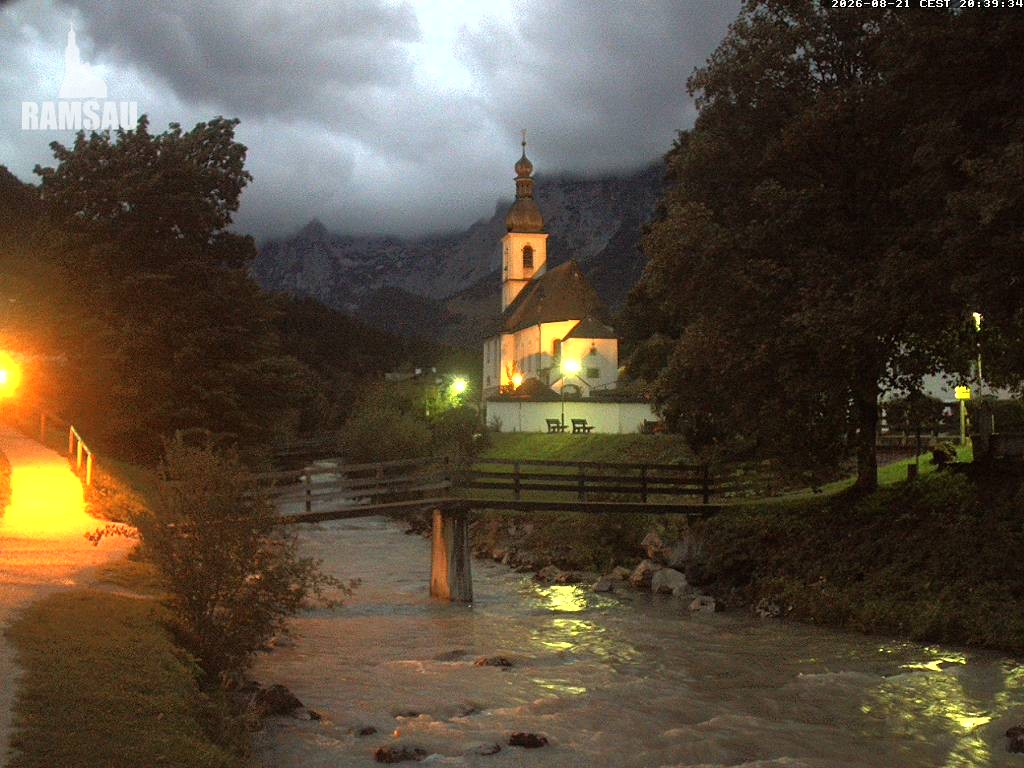 Archiv Foto Webcam Malerwinkel in Ramsau bei Berchtesgaden - Ortskirche St. Sebastian