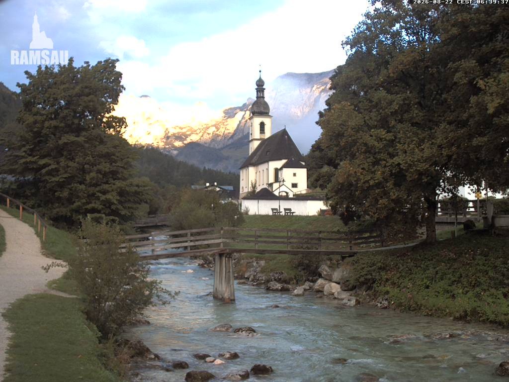Archiv Foto Webcam Malerwinkel in Ramsau bei Berchtesgaden - Ortskirche St. Sebastian