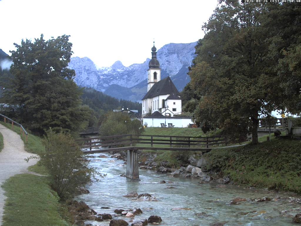 Archiv Foto Webcam Malerwinkel in Ramsau bei Berchtesgaden - Ortskirche St. Sebastian