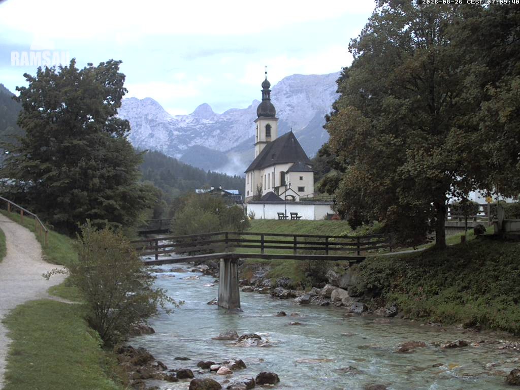 Archiv Foto Webcam Malerwinkel in Ramsau bei Berchtesgaden - Ortskirche St. Sebastian