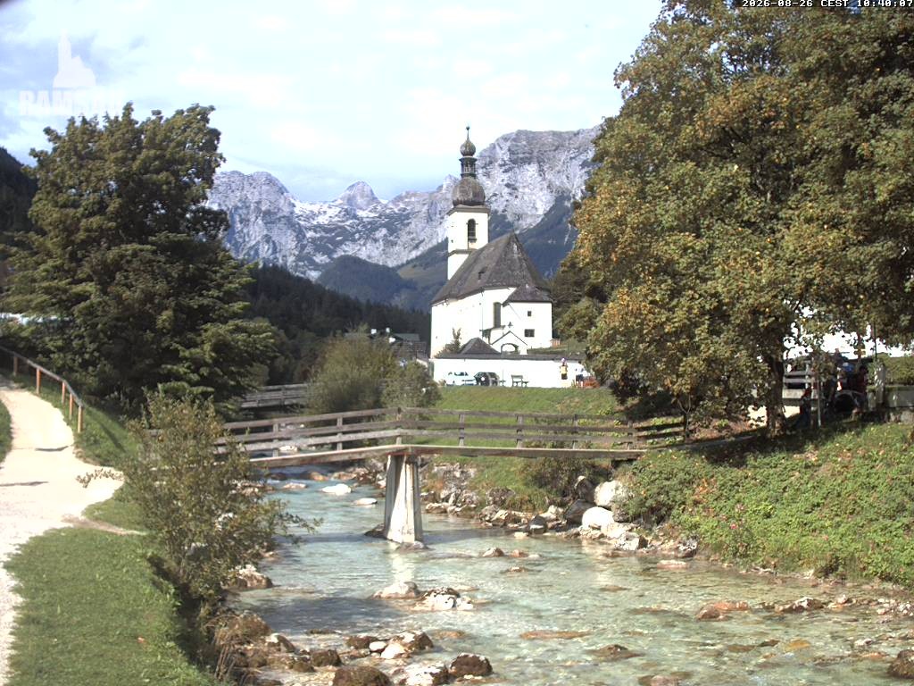 Archiv Foto Webcam Malerwinkel in Ramsau bei Berchtesgaden - Ortskirche St. Sebastian