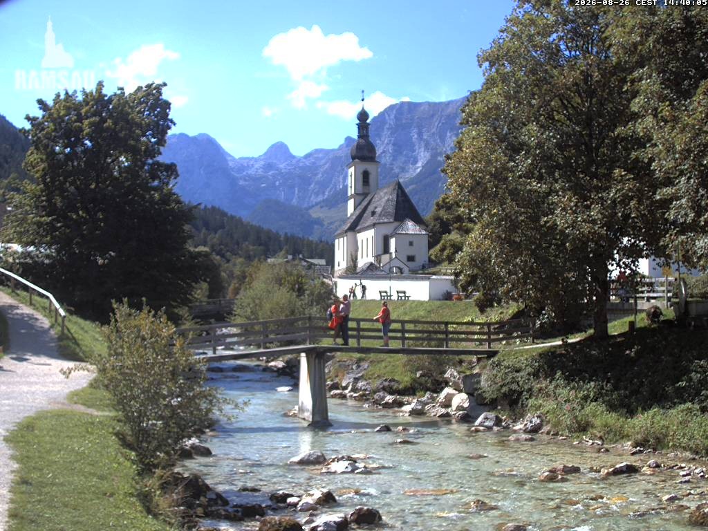 Archiv Foto Webcam Malerwinkel in Ramsau bei Berchtesgaden - Ortskirche St. Sebastian