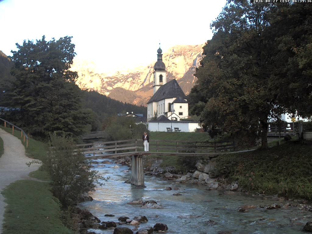 Archiv Foto Webcam Malerwinkel in Ramsau bei Berchtesgaden - Ortskirche St. Sebastian