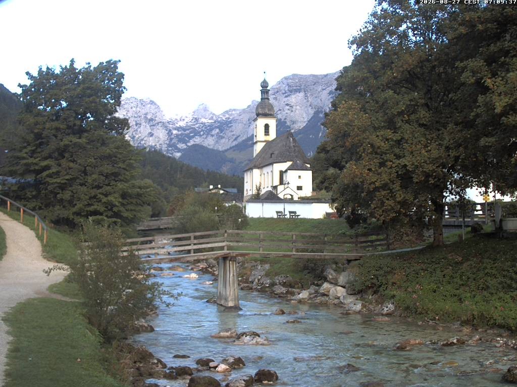 Archiv Foto Webcam Malerwinkel in Ramsau bei Berchtesgaden - Ortskirche St. Sebastian