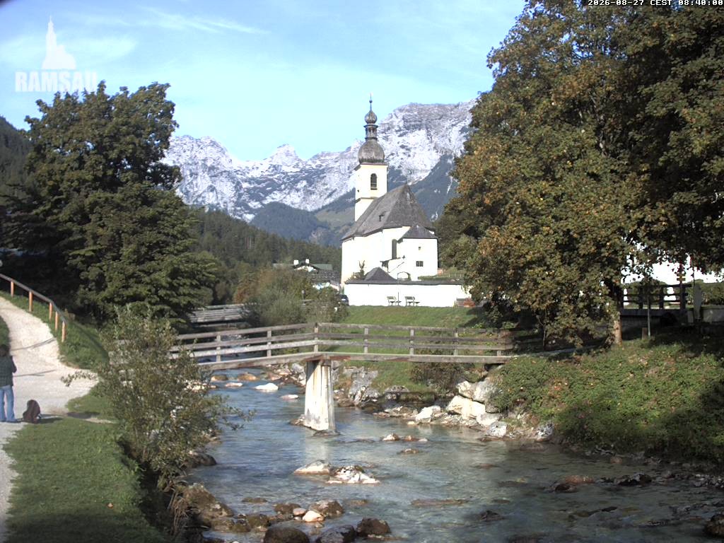 Archiv Foto Webcam Malerwinkel in Ramsau bei Berchtesgaden - Ortskirche St. Sebastian