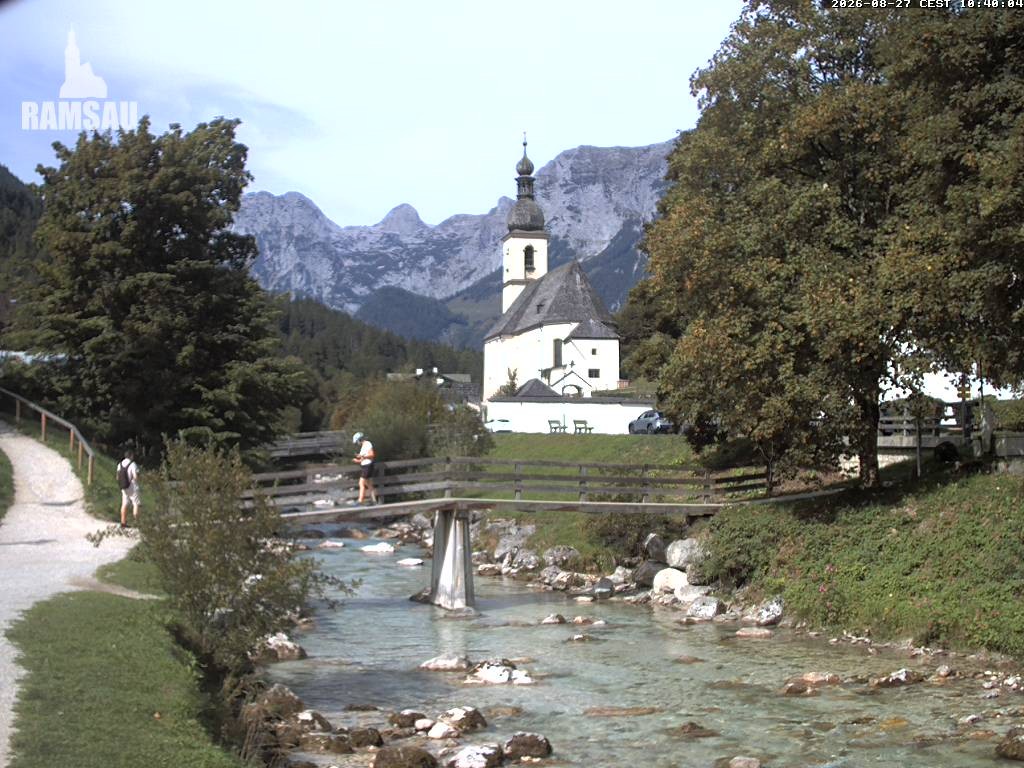 Archiv Foto Webcam Malerwinkel in Ramsau bei Berchtesgaden - Ortskirche St. Sebastian