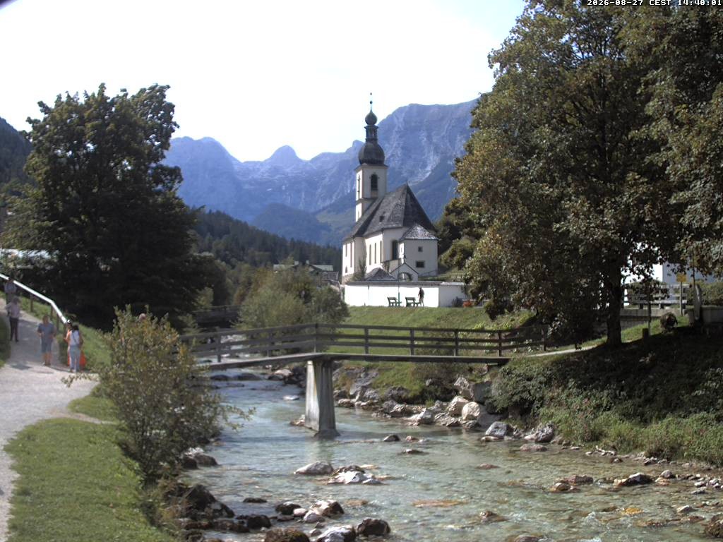Archiv Foto Webcam Malerwinkel in Ramsau bei Berchtesgaden - Ortskirche St. Sebastian