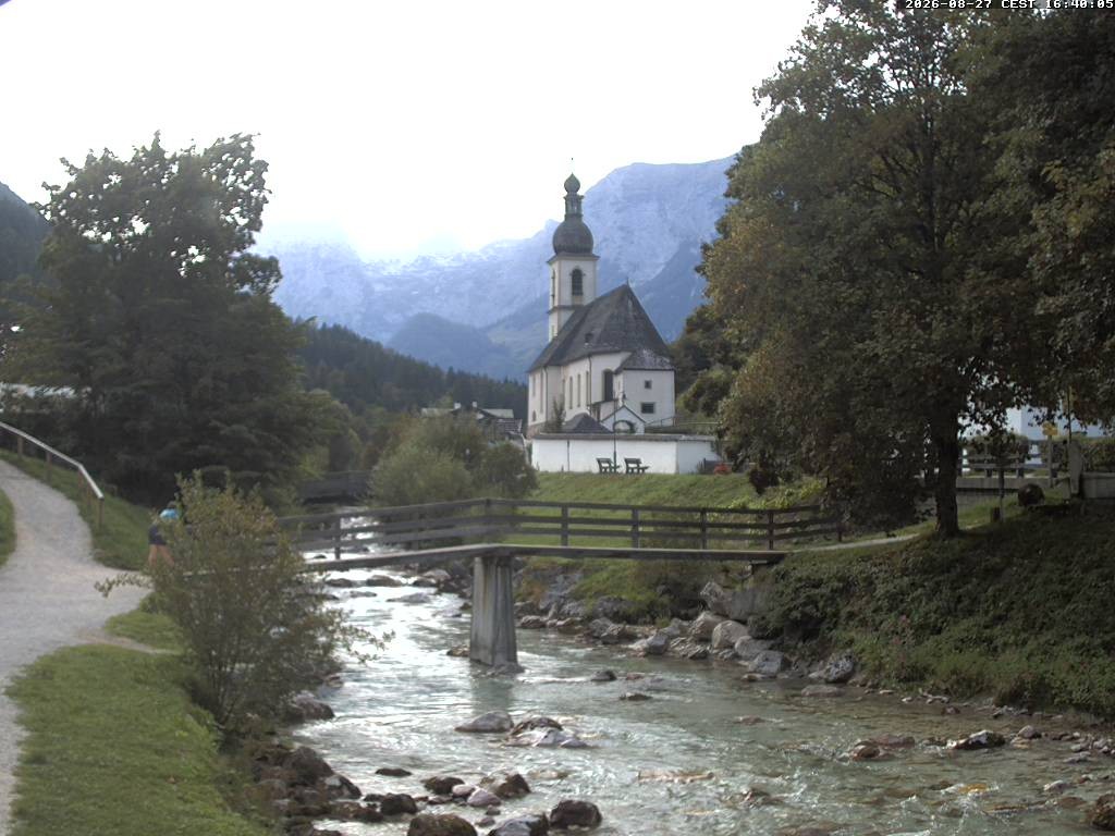 Archiv Foto Webcam Malerwinkel in Ramsau bei Berchtesgaden - Ortskirche St. Sebastian