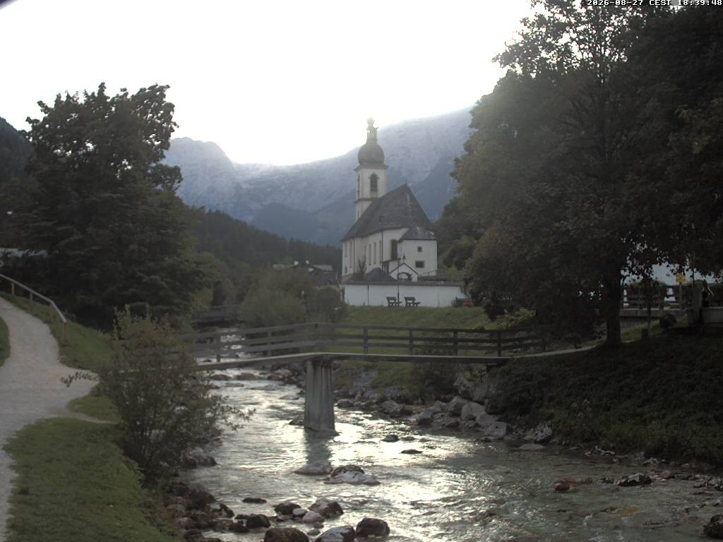Archiv Foto Webcam Malerwinkel in Ramsau bei Berchtesgaden - Ortskirche St. Sebastian