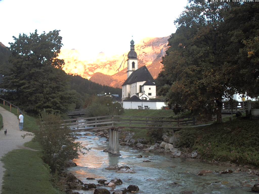 Archiv Foto Webcam Malerwinkel in Ramsau bei Berchtesgaden - Ortskirche St. Sebastian