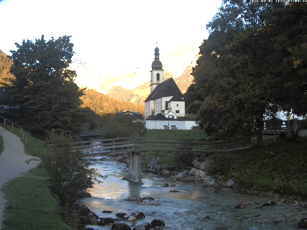 Archiv Foto Webcam Malerwinkel in Ramsau bei Berchtesgaden - Ortskirche St. Sebastian