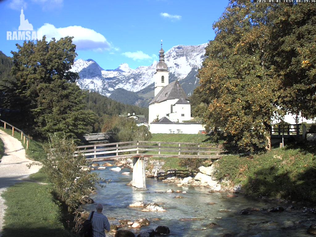 Archiv Foto Webcam Malerwinkel in Ramsau bei Berchtesgaden - Ortskirche St. Sebastian