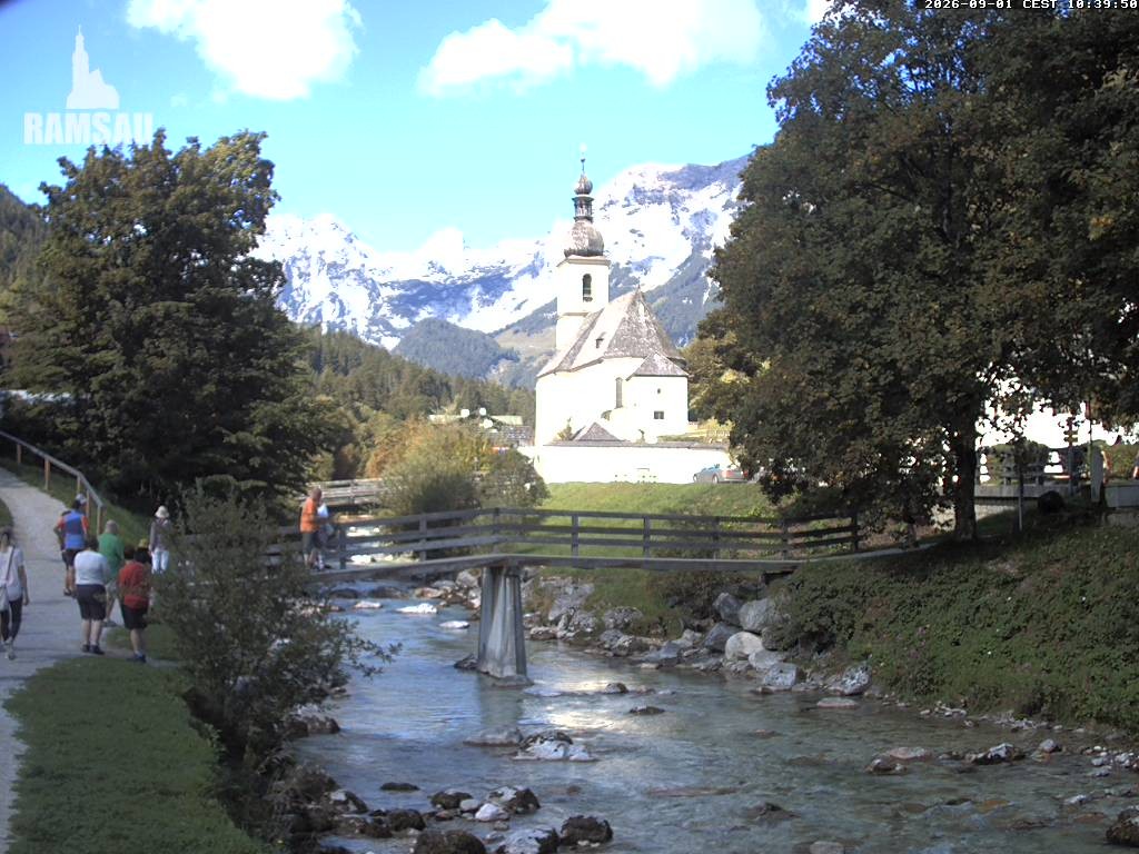 Archiv Foto Webcam Malerwinkel in Ramsau bei Berchtesgaden - Ortskirche St. Sebastian