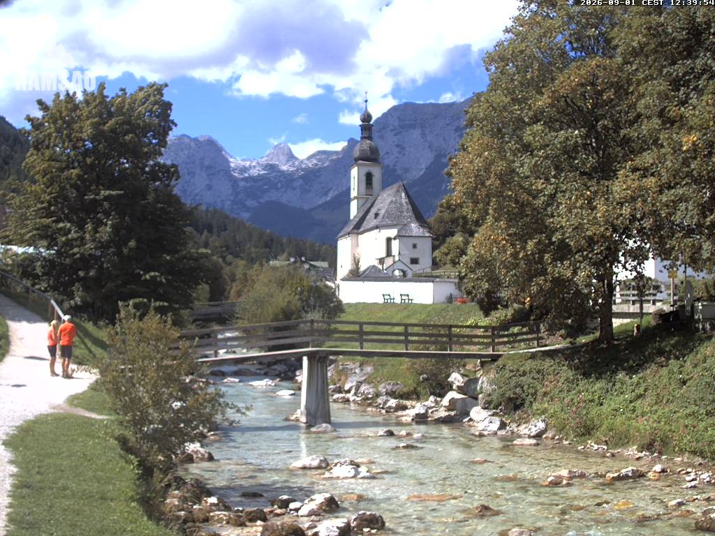 Archiv Foto Webcam Malerwinkel in Ramsau bei Berchtesgaden - Ortskirche St. Sebastian