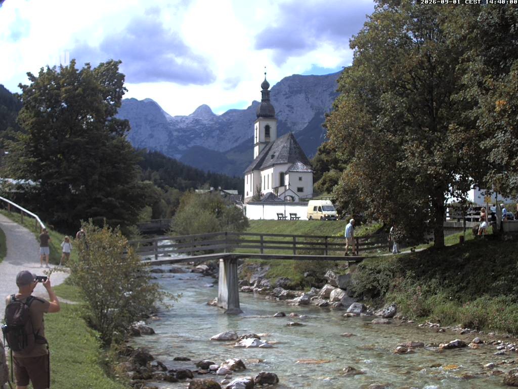 Archiv Foto Webcam Malerwinkel in Ramsau bei Berchtesgaden - Ortskirche St. Sebastian