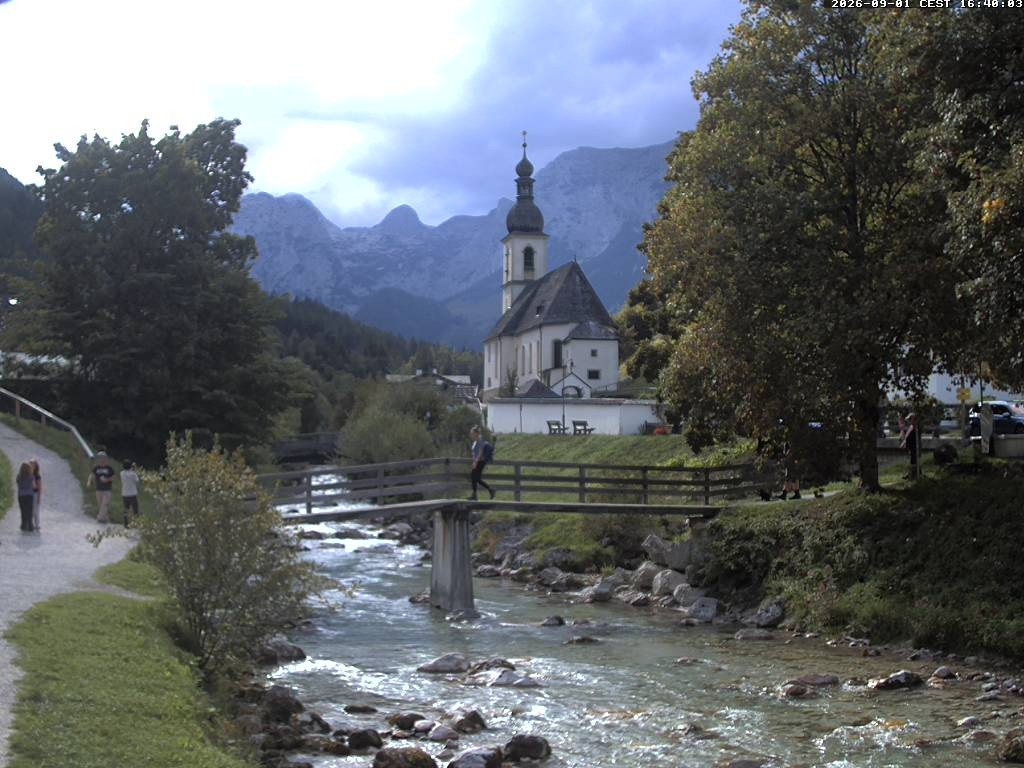 Archiv Foto Webcam Malerwinkel in Ramsau bei Berchtesgaden - Ortskirche St. Sebastian