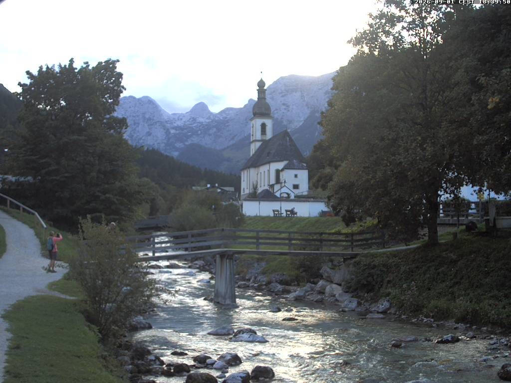 Archiv Foto Webcam Malerwinkel in Ramsau bei Berchtesgaden - Ortskirche St. Sebastian