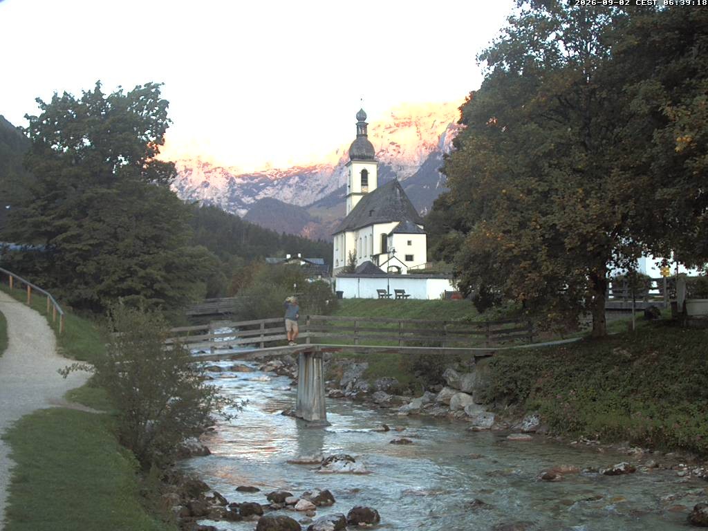 Archiv Foto Webcam Malerwinkel in Ramsau bei Berchtesgaden - Ortskirche St. Sebastian