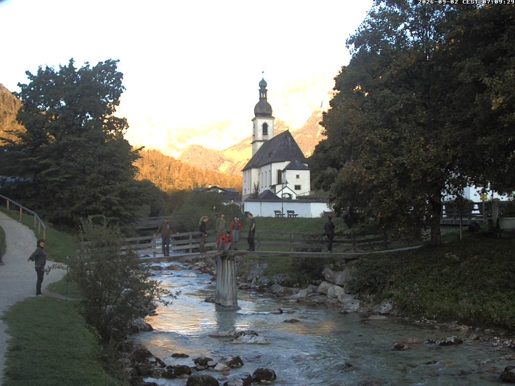 Archiv Foto Webcam Malerwinkel in Ramsau bei Berchtesgaden - Ortskirche St. Sebastian