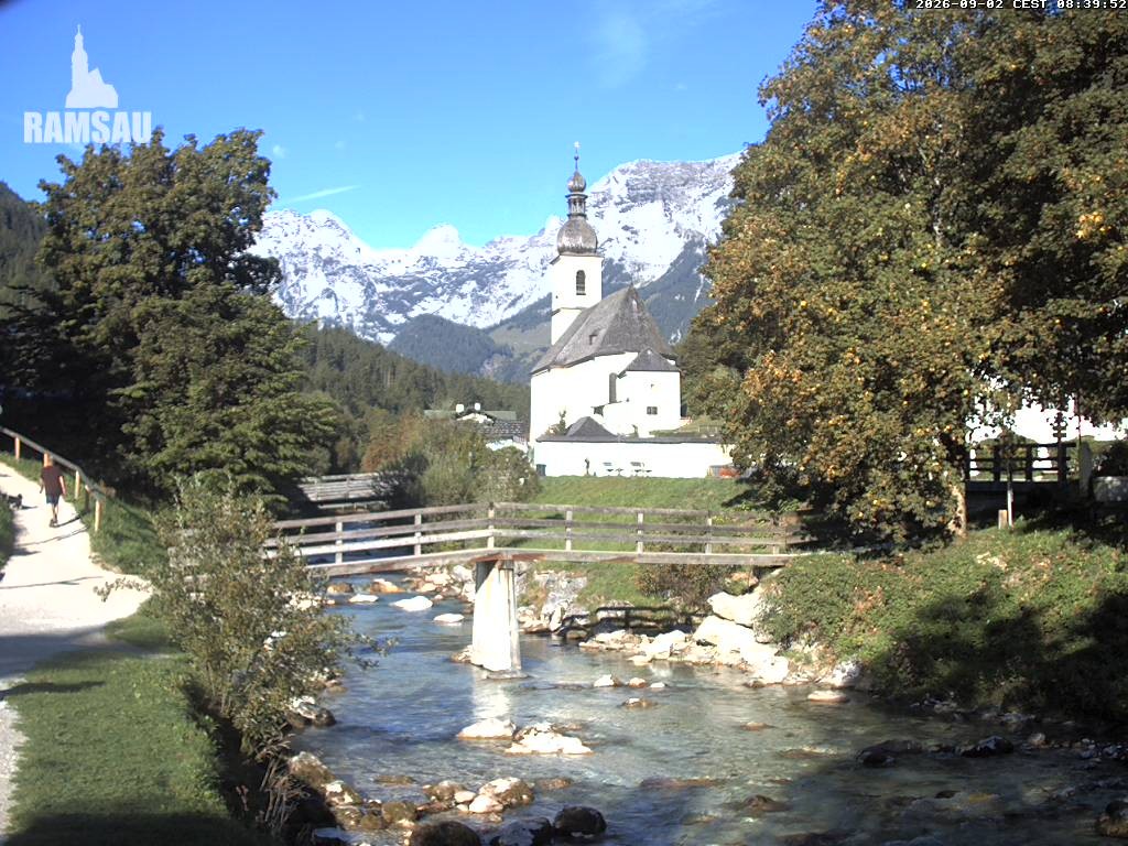 Archiv Foto Webcam Malerwinkel in Ramsau bei Berchtesgaden - Ortskirche St. Sebastian