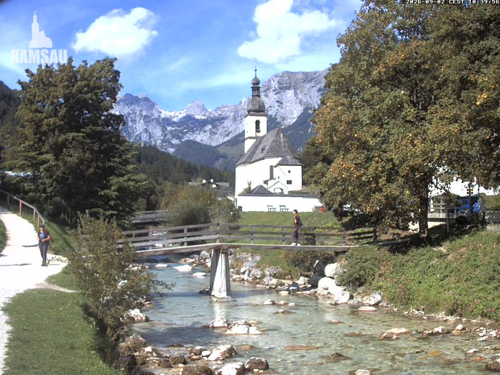 Archiv Foto Webcam Malerwinkel in Ramsau bei Berchtesgaden - Ortskirche St. Sebastian