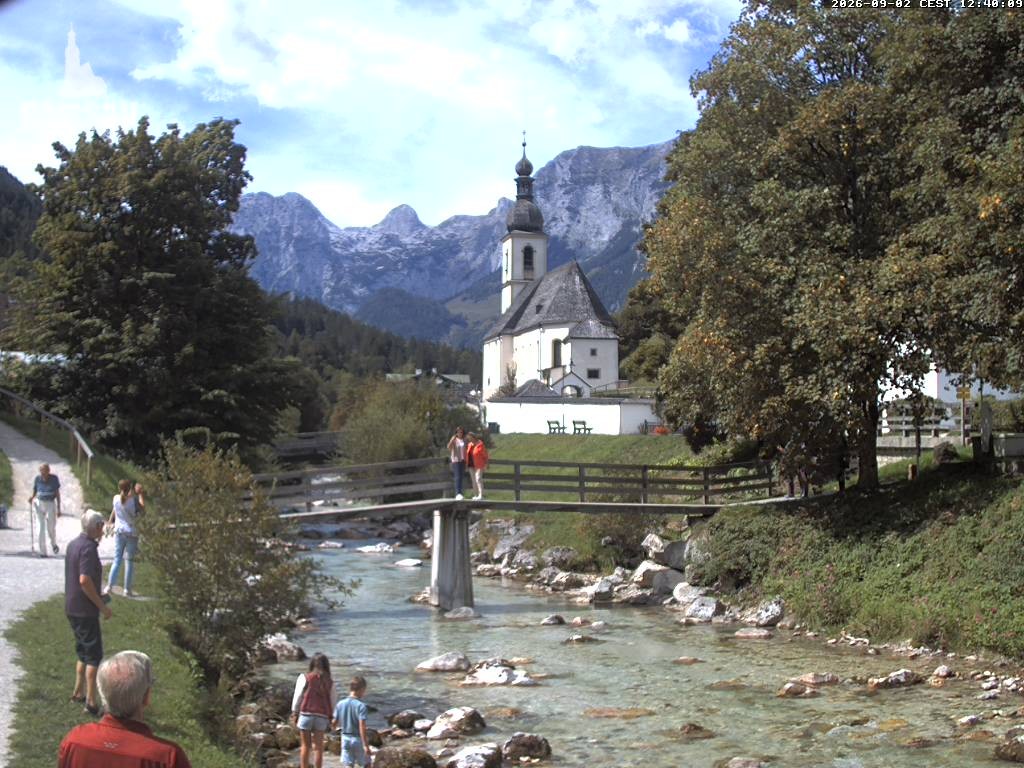 Archiv Foto Webcam Malerwinkel in Ramsau bei Berchtesgaden - Ortskirche St. Sebastian